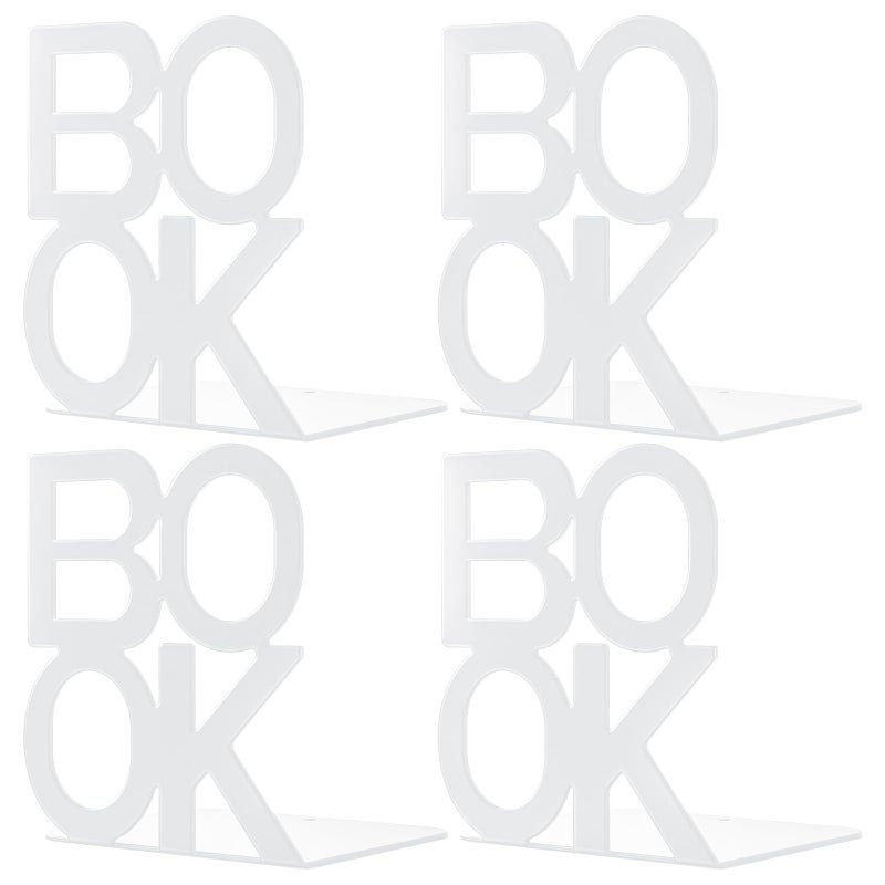 shikaman نهايات الكتاب - نهايات الكتب المعدنية المزخرفة تدعم مكتب حامل الكتب (عبوة بيضاء 2 قطعة) - Image 1